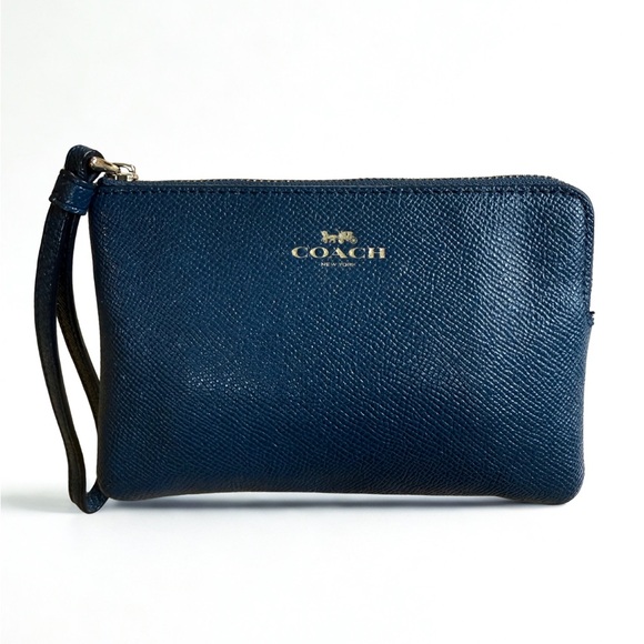 Coach Navy Blue Leather Wristlet Excellent Condition 💙 - Picture 1 of 6
